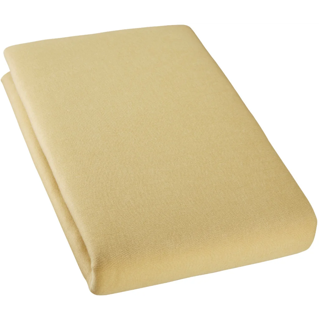 Bio Double-Jersey Spannbettlaken für Matratzen in Standardgröße - Einzelbett in Biscuit Gelb von Cotonea Größe 120 x 200 cm