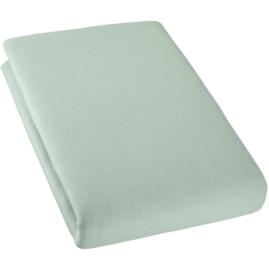 Bio Double-Jersey Spannbettlaken für Matratzen in Standardgröße - Einzelbett in Celadon Grün von Cotonea Größe 120 x 200 cm