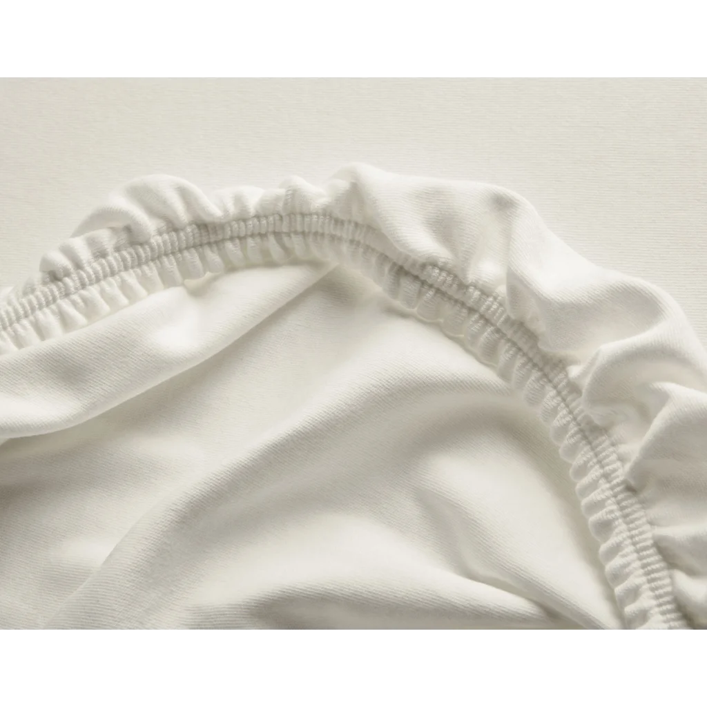 Bio Double-Jersey Spannbettlaken für Matratzen in Standardgröße - Einzelbett in Creme von Cotonea Größe 90-100 x 190-200 cm
