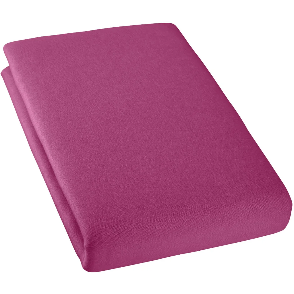 Bio Double-Jersey Spannbettlaken für Matratzen in Standardgröße - Einzelbett in Sangria Beere von Cotonea Größe 120 x 200 cm