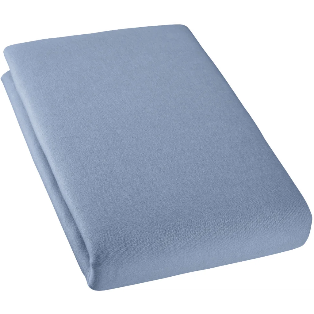 Bio Double-Jersey Spannbettlaken für Matratzen in Standardgröße - Einzelbett in Wasser Blau von Cotonea Größe 120 x 200 cm