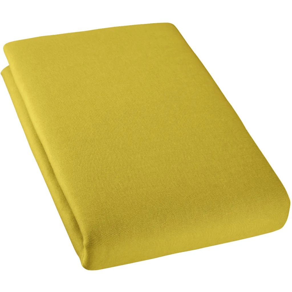 Bio Double-Jersey Spannbettlaken für Matratzen in Übergröße in Curry Gelb von Cotonea Größe 140-160 x 200 cm