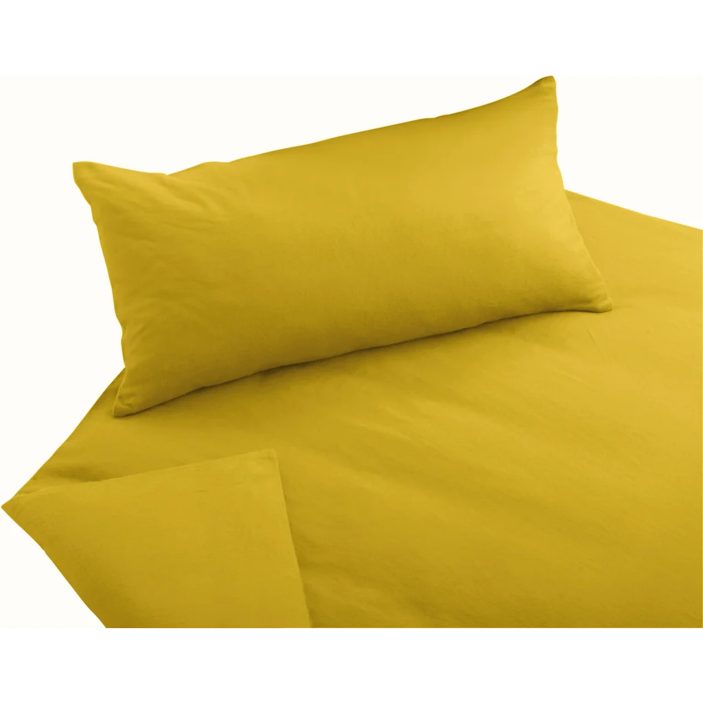 Bio Edel-Biber Kinder-Bettwäsche Classic Garnitur in Curry Gelb von Cotonea Größe 135x200 + 40x80 cm