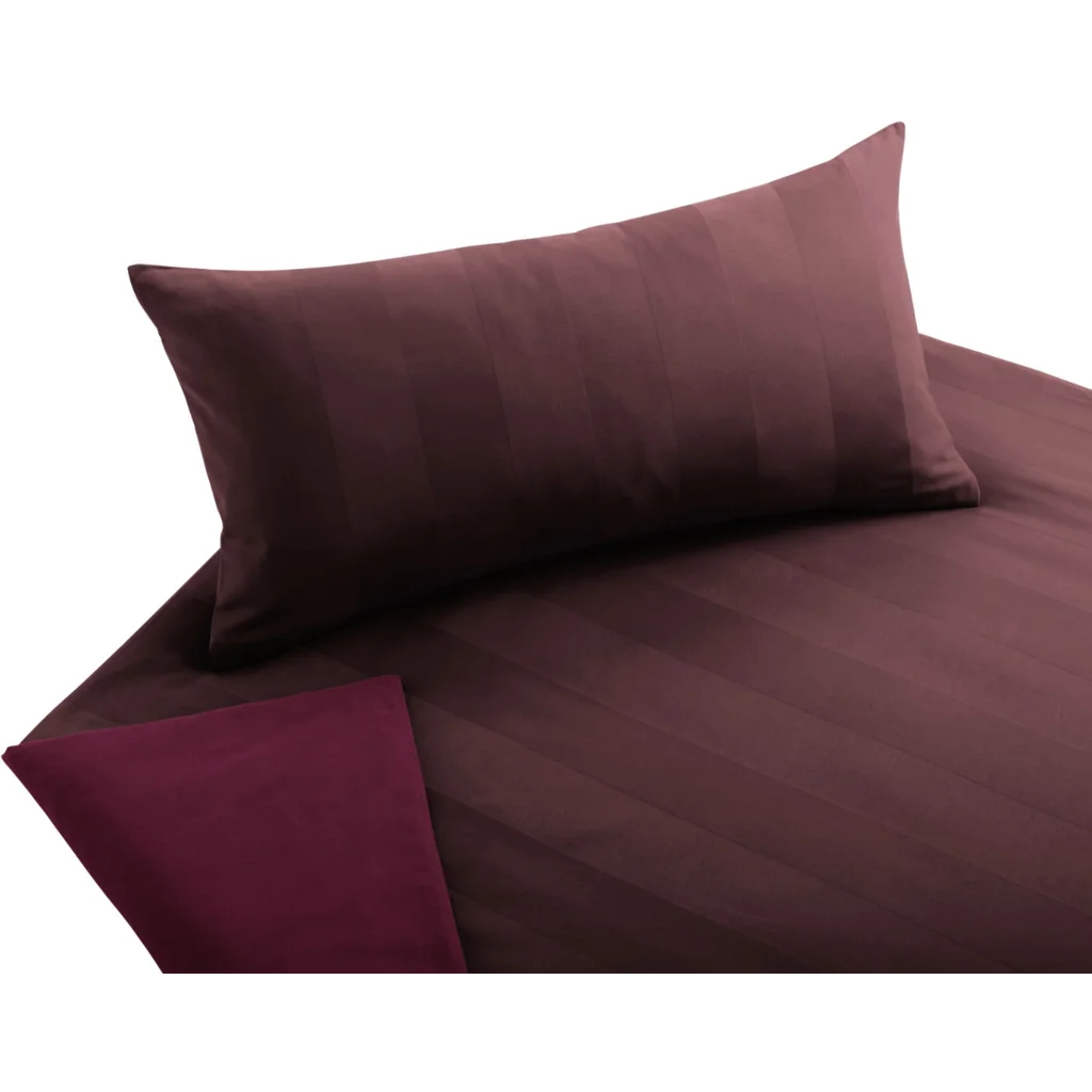 Bio Edel-Biber+Satin Wendebettwäsche Tandem Garnitur in Teak+Himbeere Braun+Beere von Cotonea Größe 155x220 + 40x80 cm