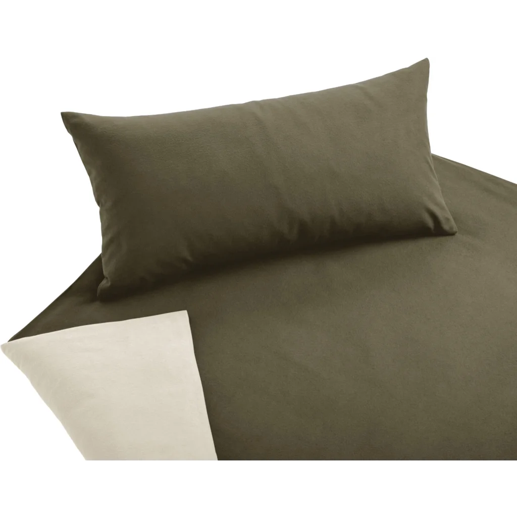 Bio Edel-Biber Wendebettwäsche Kissenbezug in Sand+Creme Beige+Creme von Cotonea Größe 40x60 cm