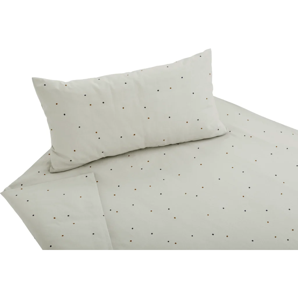 Bio Edel-Linon Bettwäsche Dancing Dots Garnitur in Leinen Beige Muster Dancing Dots von Cotonea Größe 155x220 + 80x80 cm