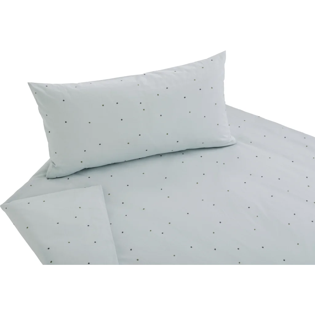 Bio Edel-Linon Bettwäsche Dancing Dots Kissenbezug in Wasserblau Blau Muster Dancing Dots von Cotonea Größe 80x80 cm