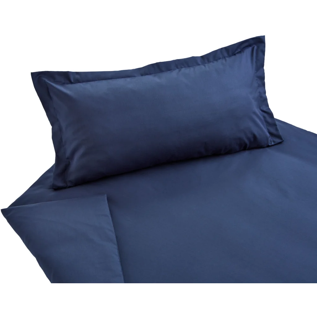 Bio Feinsatin Bettwäsche mit Stehsaum Premium Garnitur in Azurblau Blau von Cotonea Größe 155x220 + 40x80 cm
