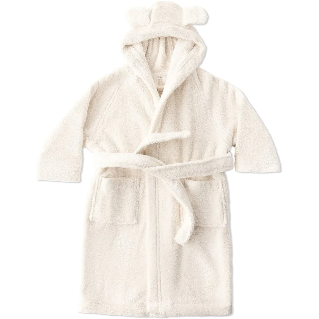 Bio Frottier Baby-+Kinder-Bademantel in Creme von Leela Cotton Größe 98+104