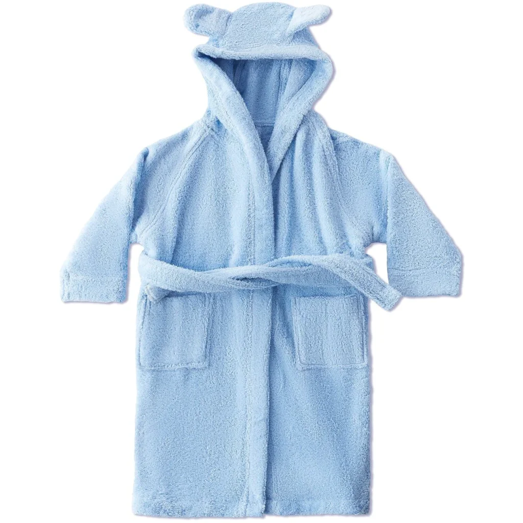 Bio Frottier Baby-+Kinder-Bademantel in Hellblau Blau von Leela Cotton Größe 86+92