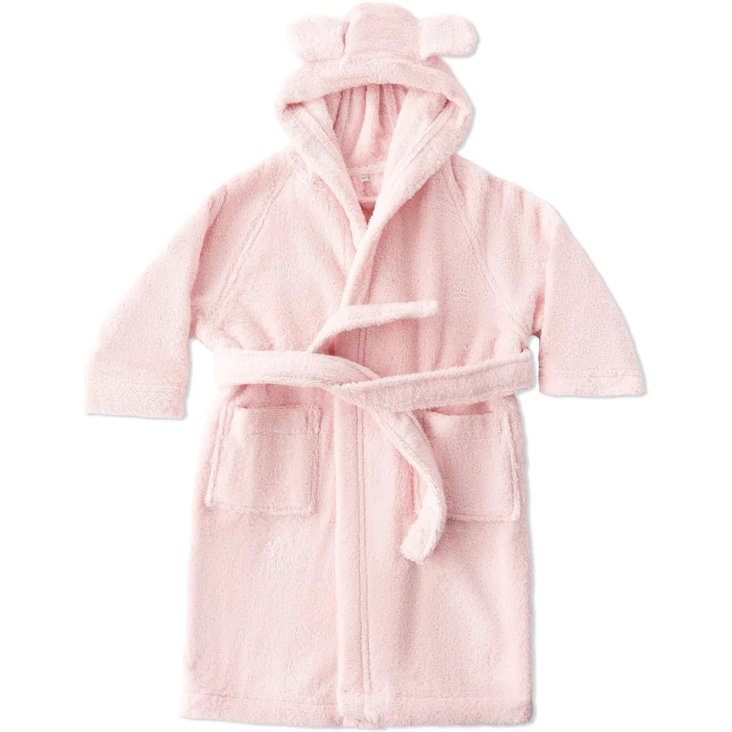 Bio Frottier Baby-+Kinder-Bademantel in Rosa von Leela Cotton Größe 86+92