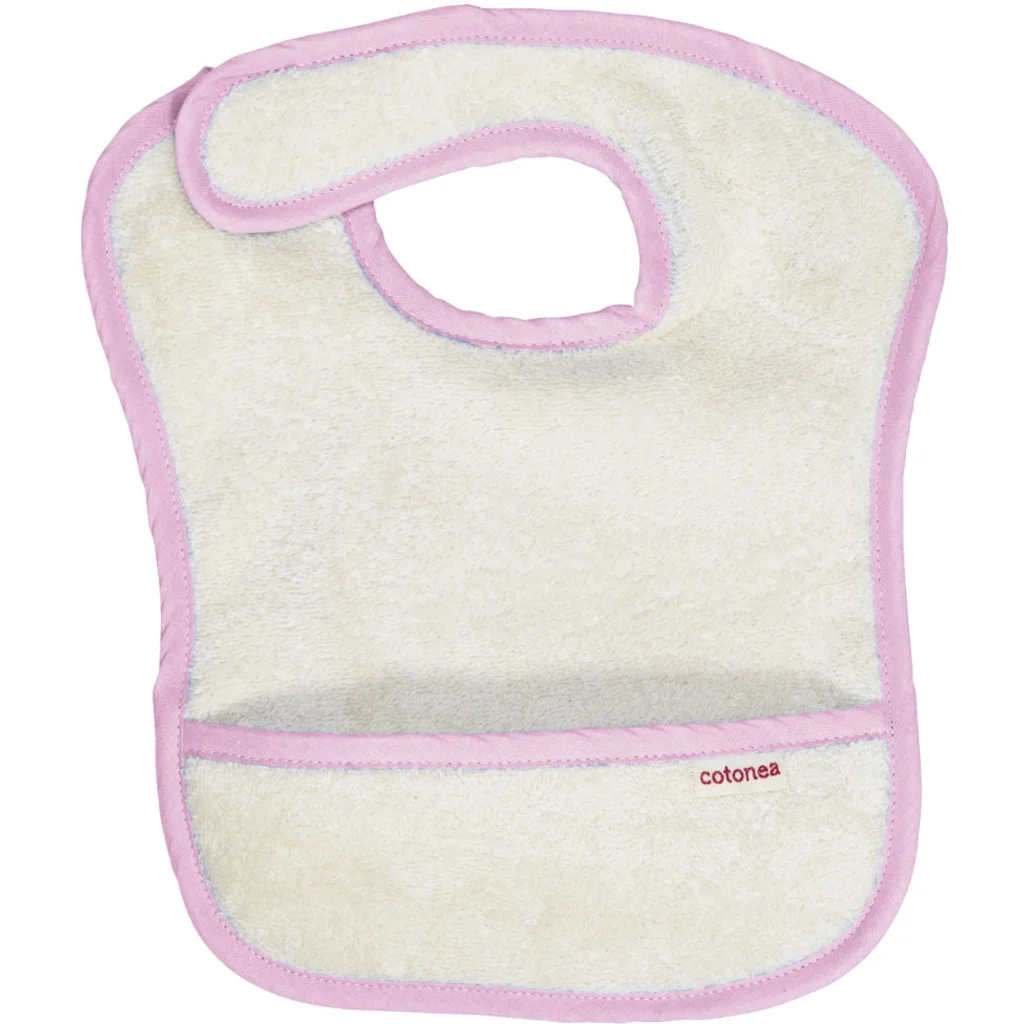 Bio Frottier Baby-Lätzchen in Creme+Flieder Creme von Cotonea Größe 35x25 cm