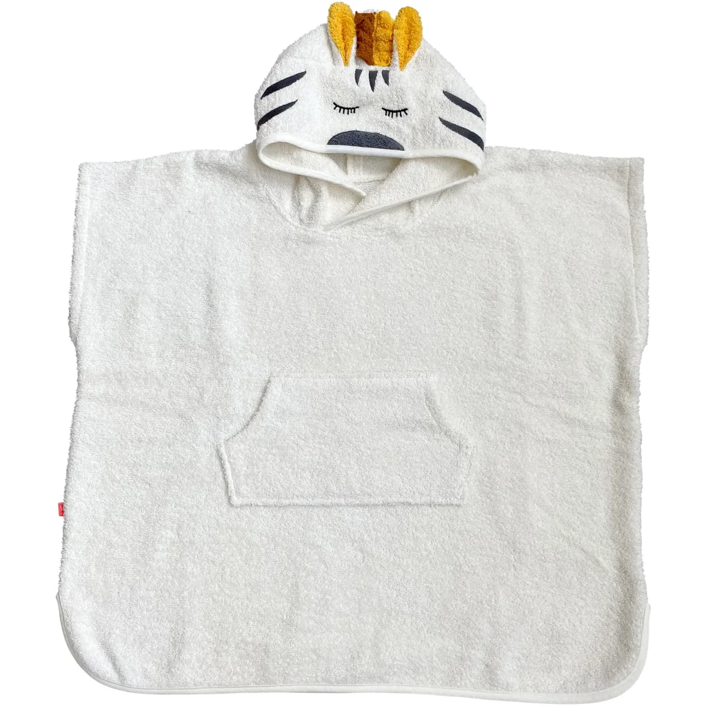 Bio Frottier Kinder-Badeponcho Zebra in Muster Zebra von kikadu Größe 65x62 cm