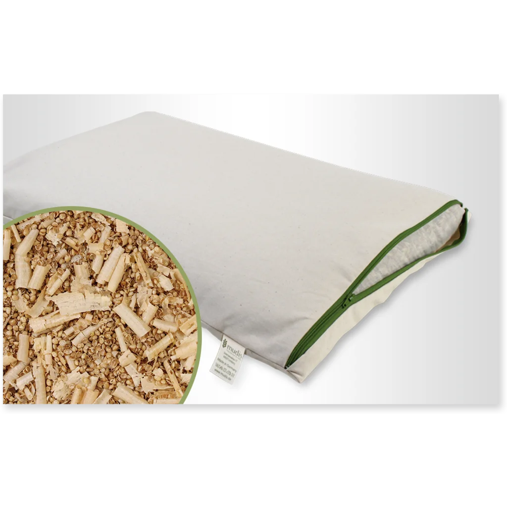 Bio Kissen mit Füllung Hirseschalen & Zirbenholz in Creme von mudis Größe 40x40 cm