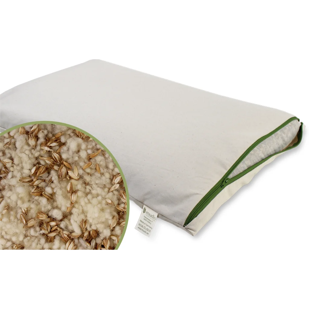 Bio Kissen mit Füllung Schafschurwolle & Dinkelspelzen in Creme von mudis Größe 40x60 cm