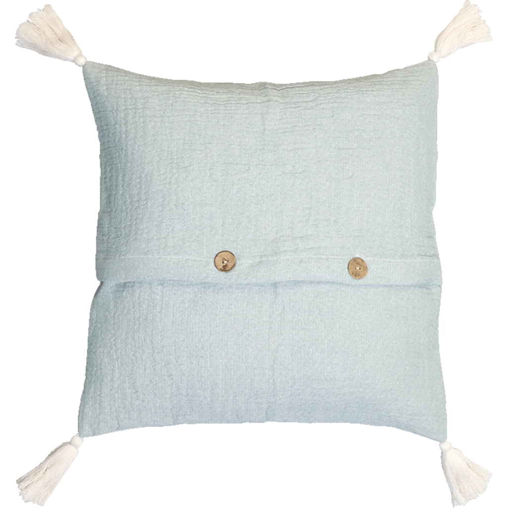 Bio Kissenhülle mit Quasten in Mint Grün von Jean&Len Größe 45x45 cm