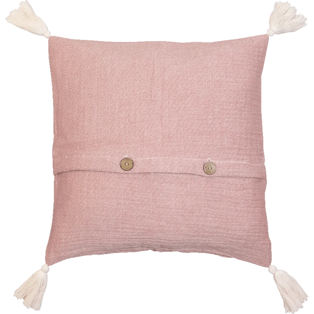 Bio Kissenhülle mit Quasten in Rosa von Jean&Len Größe 45x45 cm