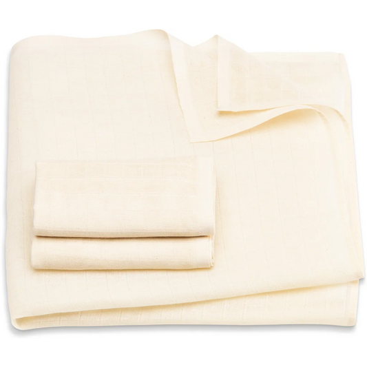 Bio Mull Baby-Stoffwindel 3er-Pack in Creme von Cotonea Größe 80x80 cm