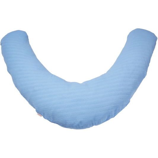 Bio Musselin Baby-Stillkissen in Lichtblau Blau von Cotonea Größe 36x180 cm