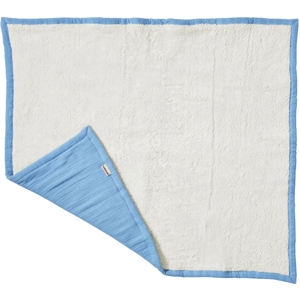 Bio Musselin Baby-Wendedecke in Lichtblau Blau von Cotonea Größe 75x85 cm