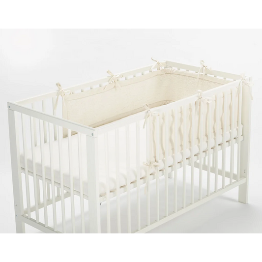 Bio Satin Baby-Nestchen in Creme von Cotonea Größe 230x25 cm