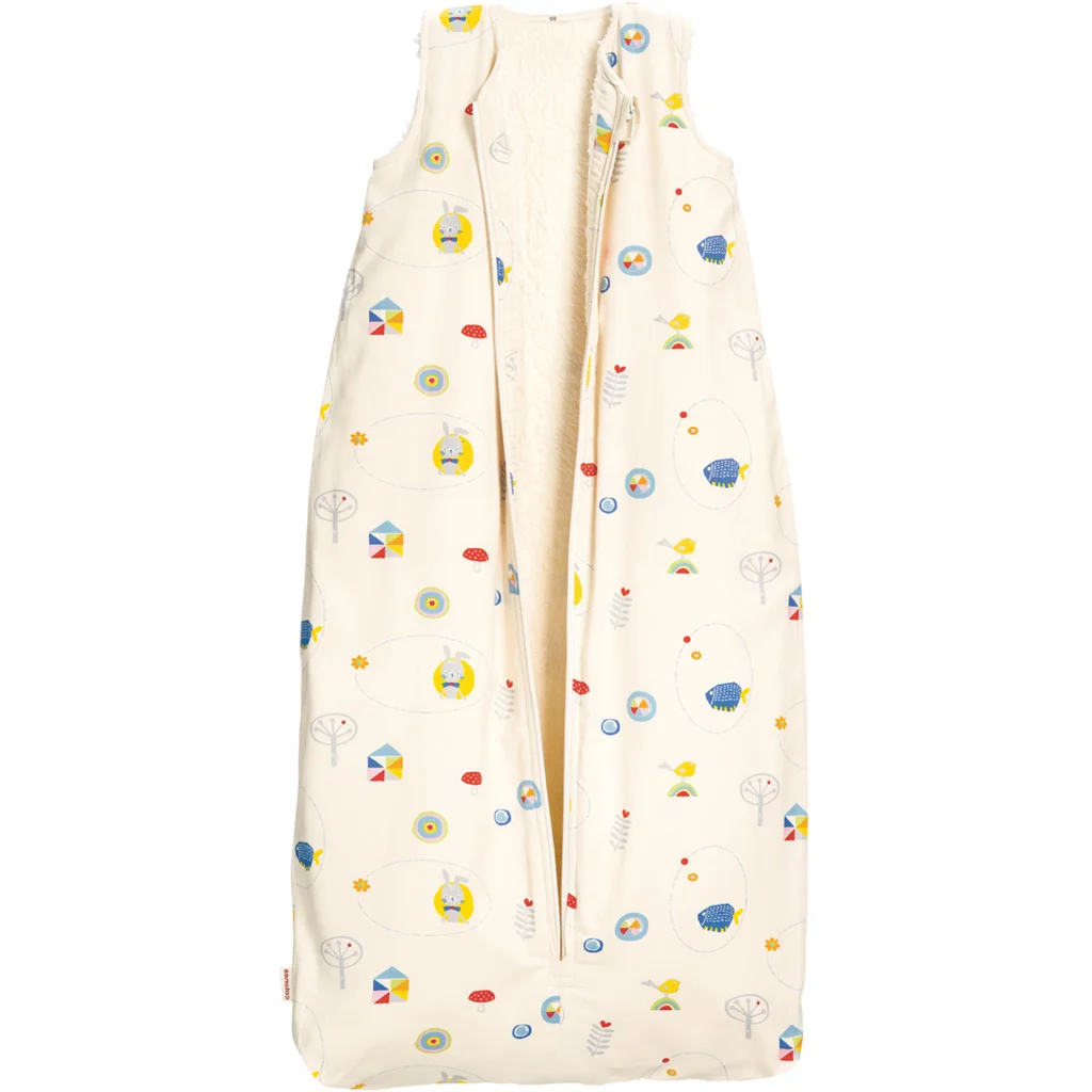 Bio Satin Baby-Schlafsack Hase mit Teddyplüschfutter in Muster Hase von Cotonea Größe 110 (ca. 119 cm)