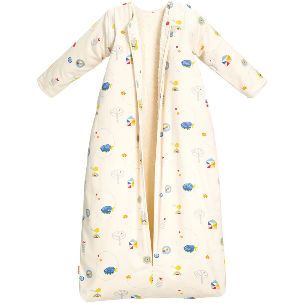 Bio Satin Baby-Schlafsack Hase mit Teddyplüschfutter und abnehmbaren Ärmeln  in Muster Hase von Cotonea Größe 110 (ca. 119 cm)