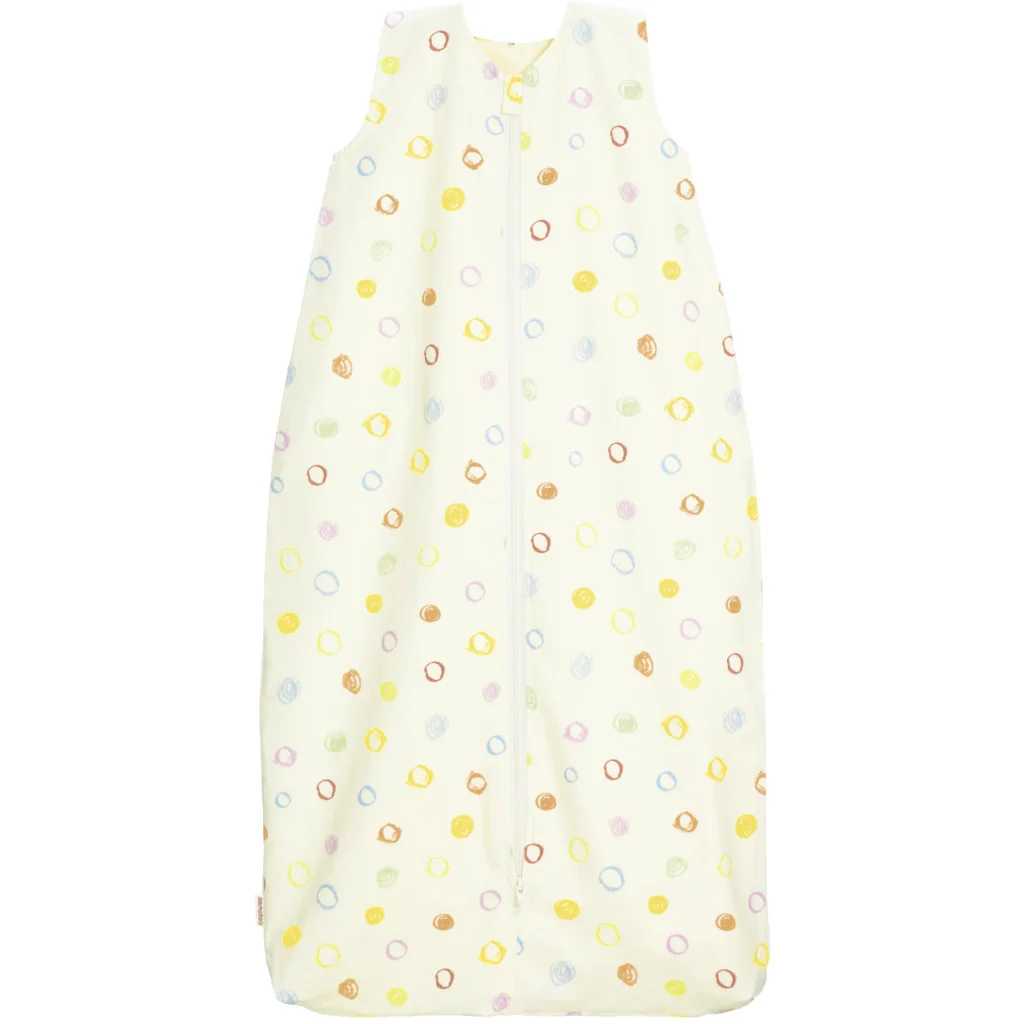 Bio Satin Baby-Schlafsack Kritzelkreise mit Teddyplüschfutter in Muster Kritzelkreise von Cotonea Größe 90 (ca. 97 cm)