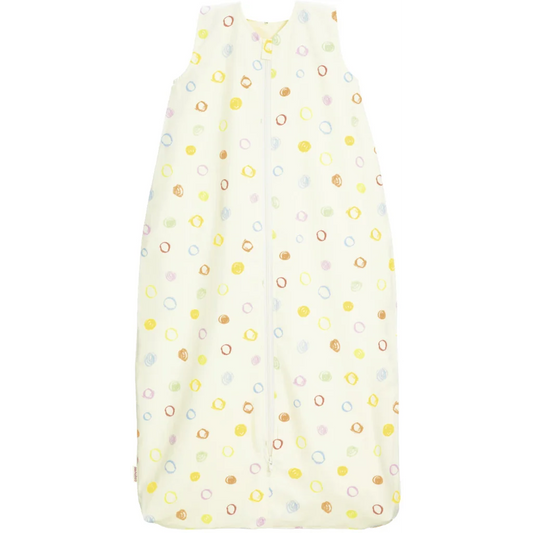 Bio Satin Baby-Schlafsack Kritzelkreise mit Teddyplüschfutter in Muster Kritzelkreise von Cotonea Größe 90 (ca. 97 cm)
