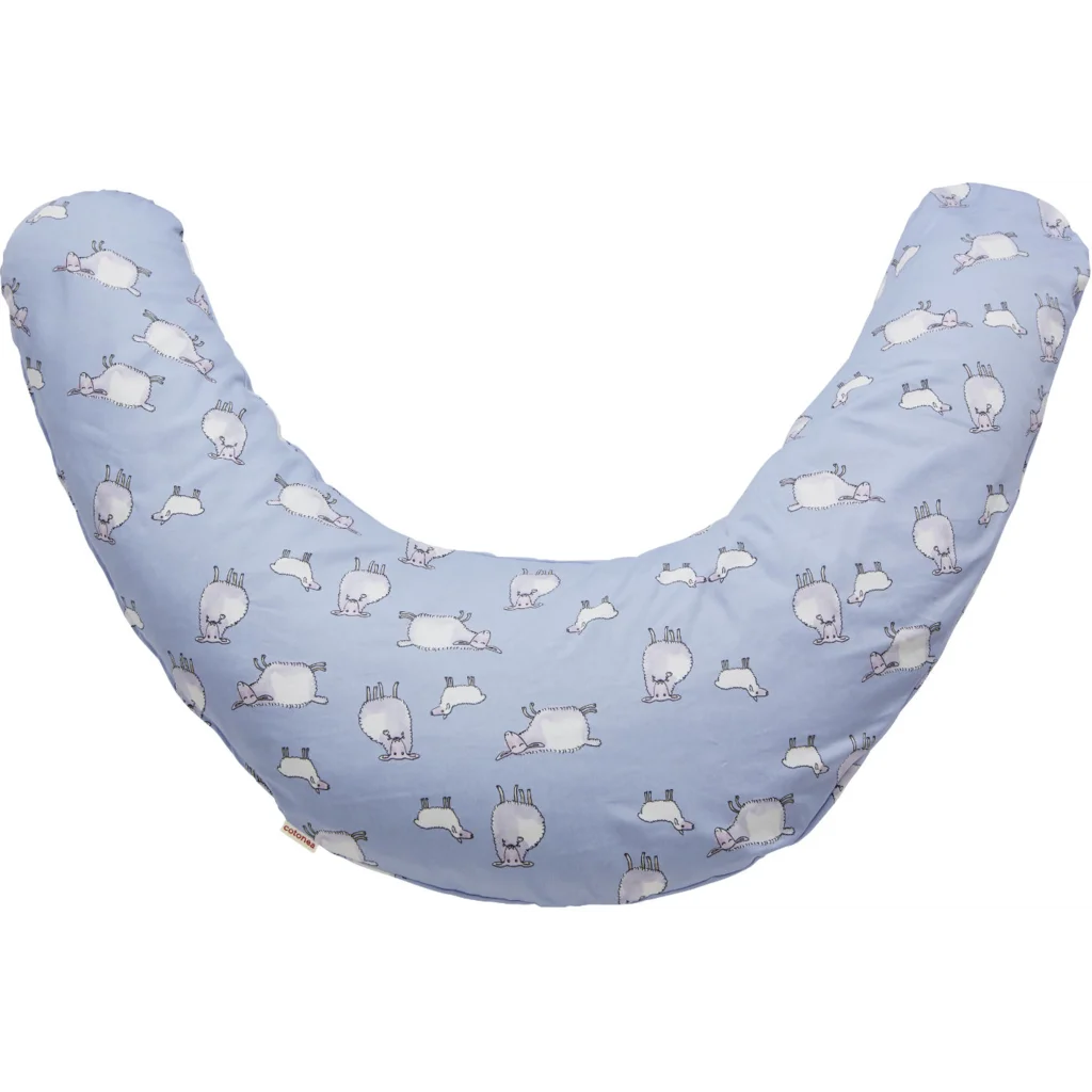 Bio Satin Baby-Stillkissen Schäfchen in Muster Schäfchen von Cotonea Größe 36x180 cm