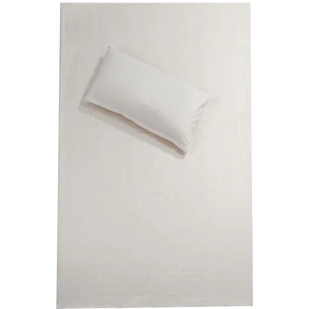 Bio Satin Bettwäsche Classic Garnitur in Creme von mudis Größe 155x220 + 40x60 cm