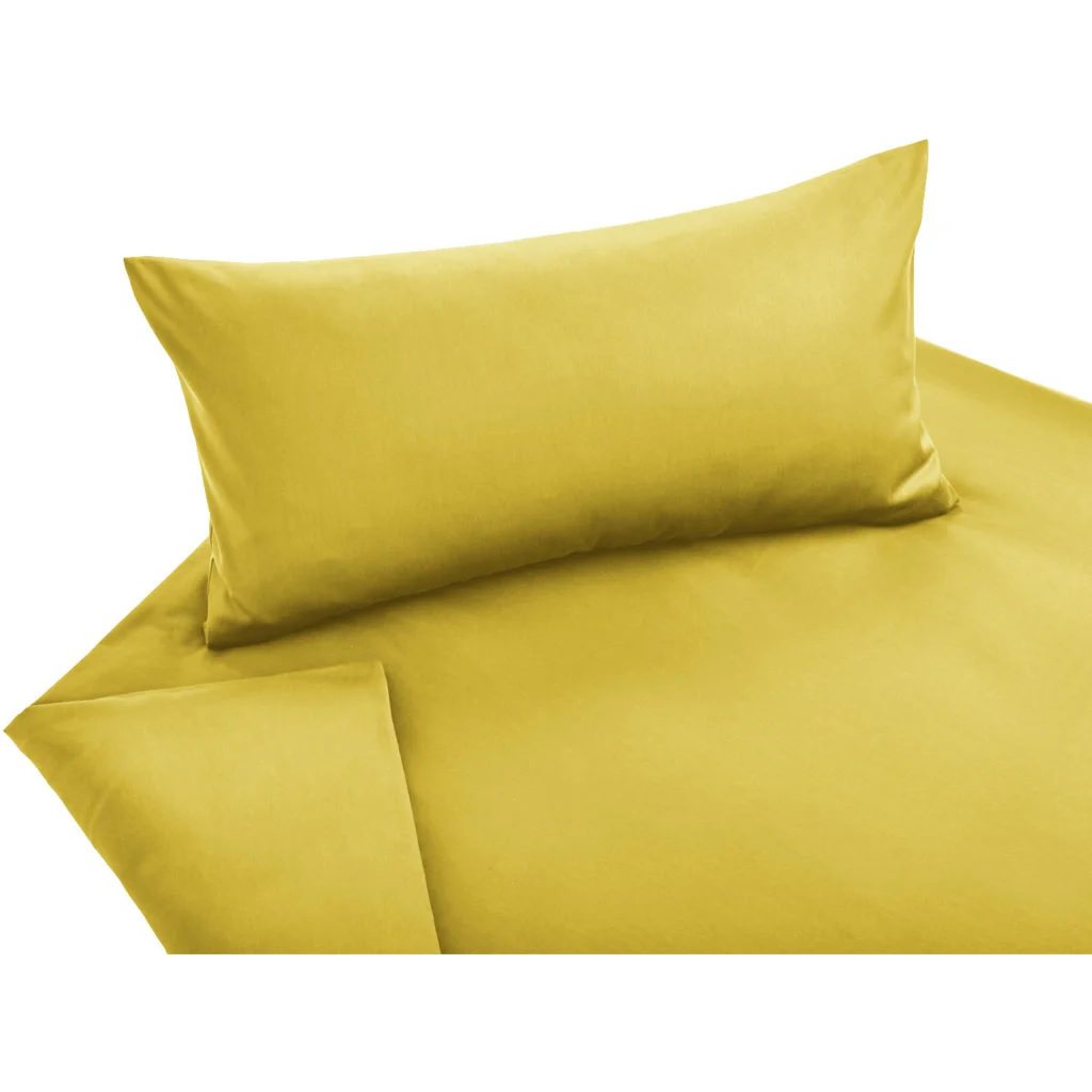 Bio Satin Bettwäsche Classic Garnitur in Curry Gelb von Cotonea Größe 135x200 + 40x80 cm