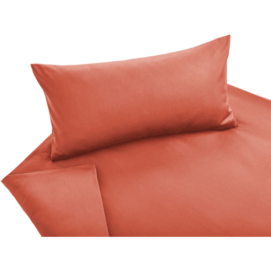 Bio Satin Bettwäsche Classic Garnitur in Orange von Cotonea Größe 155x220 + 40x80 cm