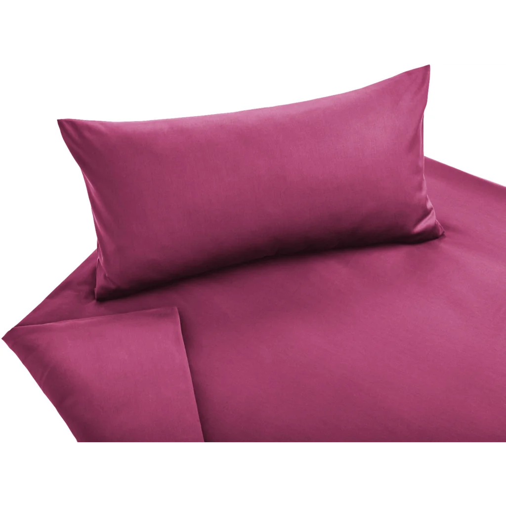 Bio Satin Bettwäsche Classic Garnitur in Sangria Beere von Cotonea Größe 155x220 + 80x80 cm