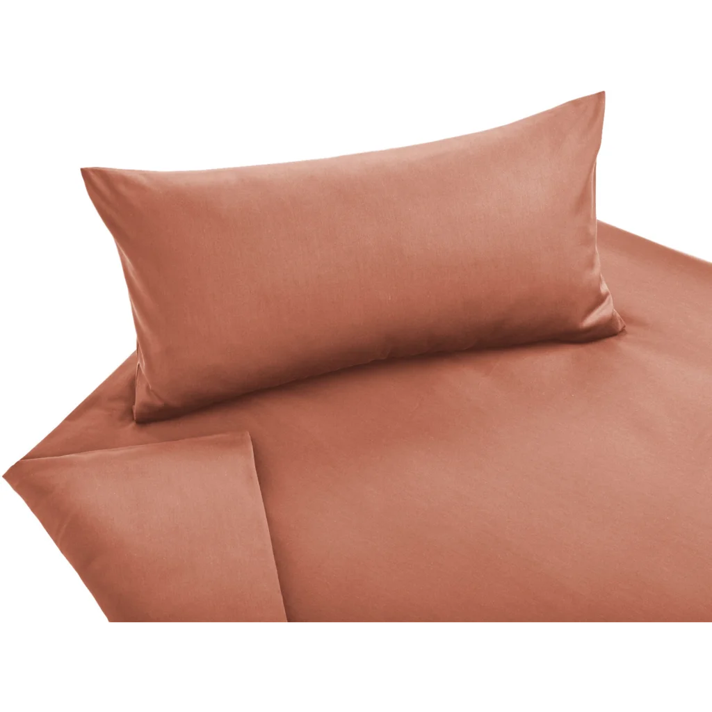 Bio Satin Bettwäsche Classic Garnitur in Terra Orange von Cotonea Größe 135x200 + 80x80 cm