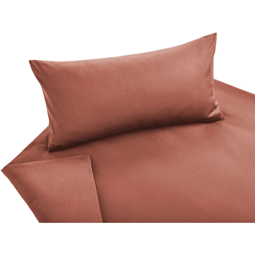 Bio Satin Bettwäsche Classic Garnitur in Ziegel Orange von Cotonea Größe 135x200 + 80x80 cm