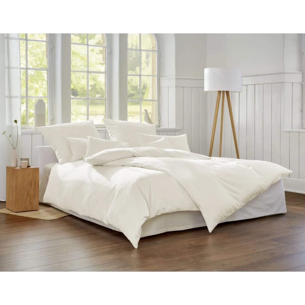 Bio Satin Bettwäsche Classic Kissenbezug in Creme von Cotonea Größe 40x40 cm