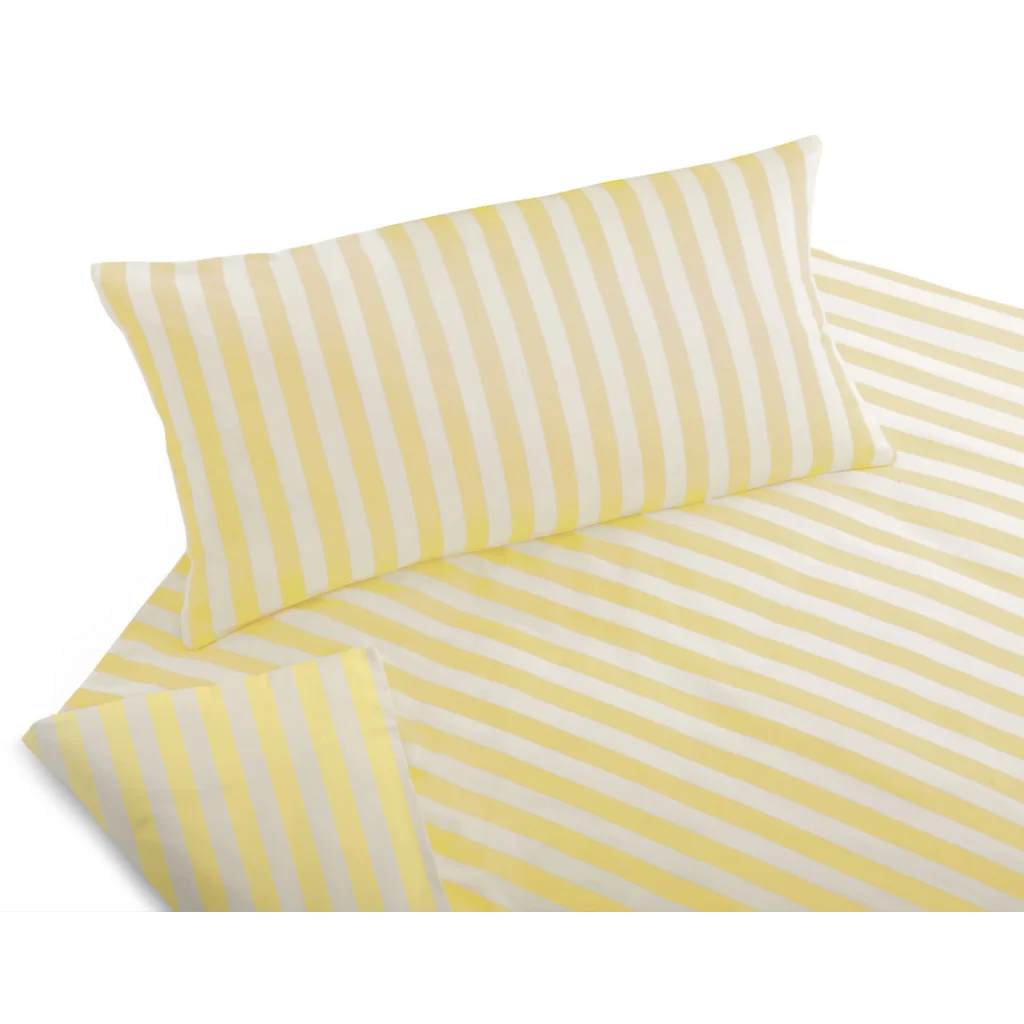 Bio Satin Bettwäsche Lucca Garnitur in Beige+Creme Muster Streifen von Cotonea Größe 135x200 + 80x80 cm