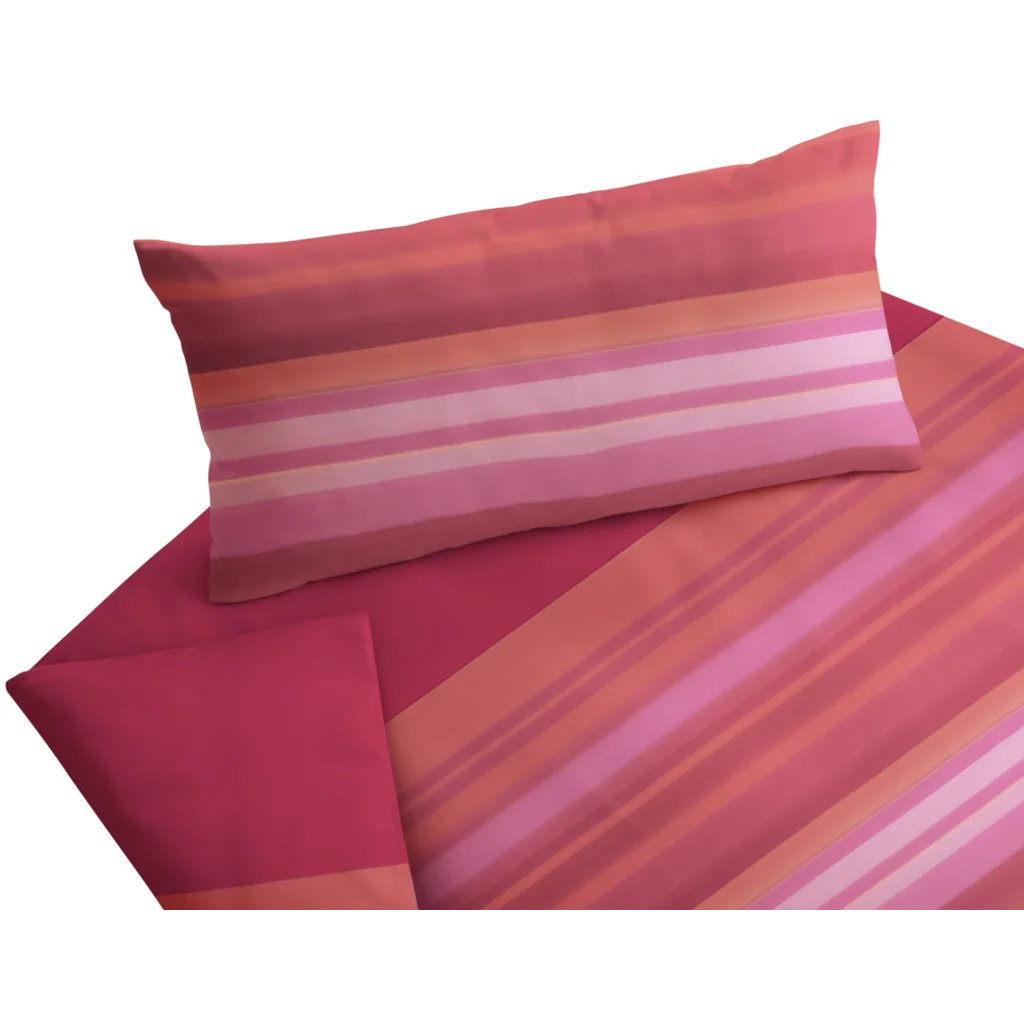 Bio Satin Bettwäsche Meran Rot Garnitur in Rot Muster Meran von Cotonea Größe 155x220 + 80x80 cm
