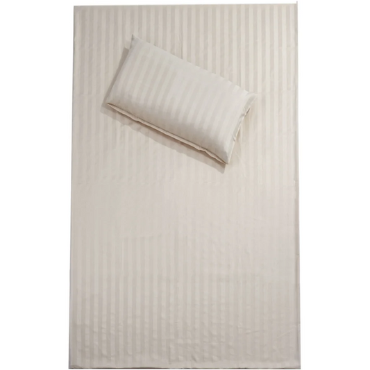 Bio Satin Bettwäsche Streifen Garnitur in Creme von mudis Größe 135x200 + 40x60 cm