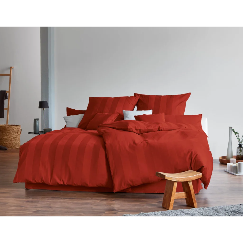 Bio Satin Bettwäsche Superbe Garnitur in Orange von Cotonea Größe 135x200 + 80x80 cm