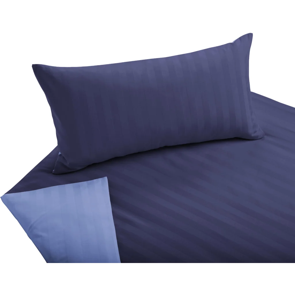 Bio Satin Wendebettwäsche Linea Garnitur in Dunkelblau+Lapis Blau von Cotonea Größe 135x200 + 80x80 cm