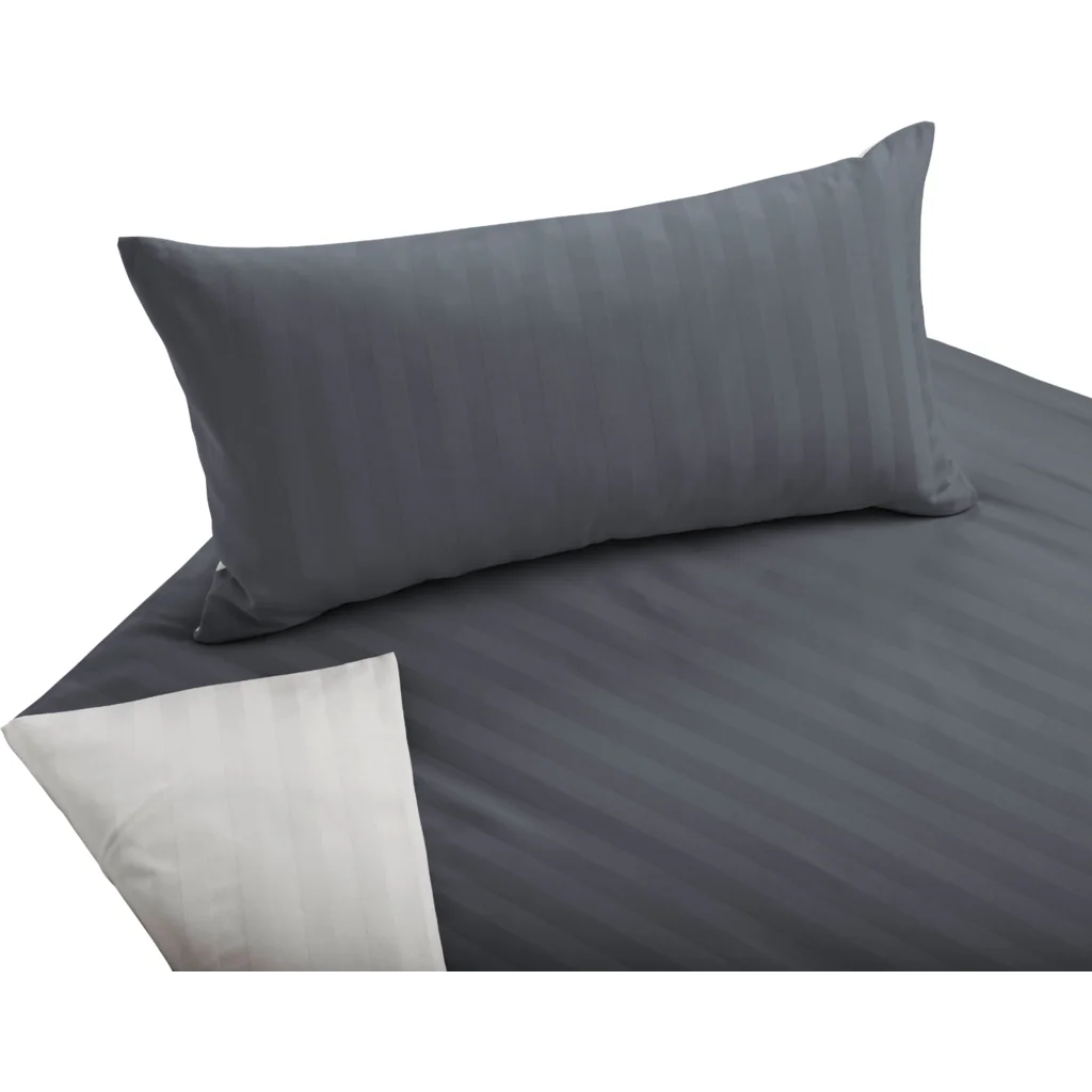 Bio Satin Wendebettwäsche Linea Garnitur in Platin+Mondstein Grau von Cotonea Größe 155x220 + 80x80 cm