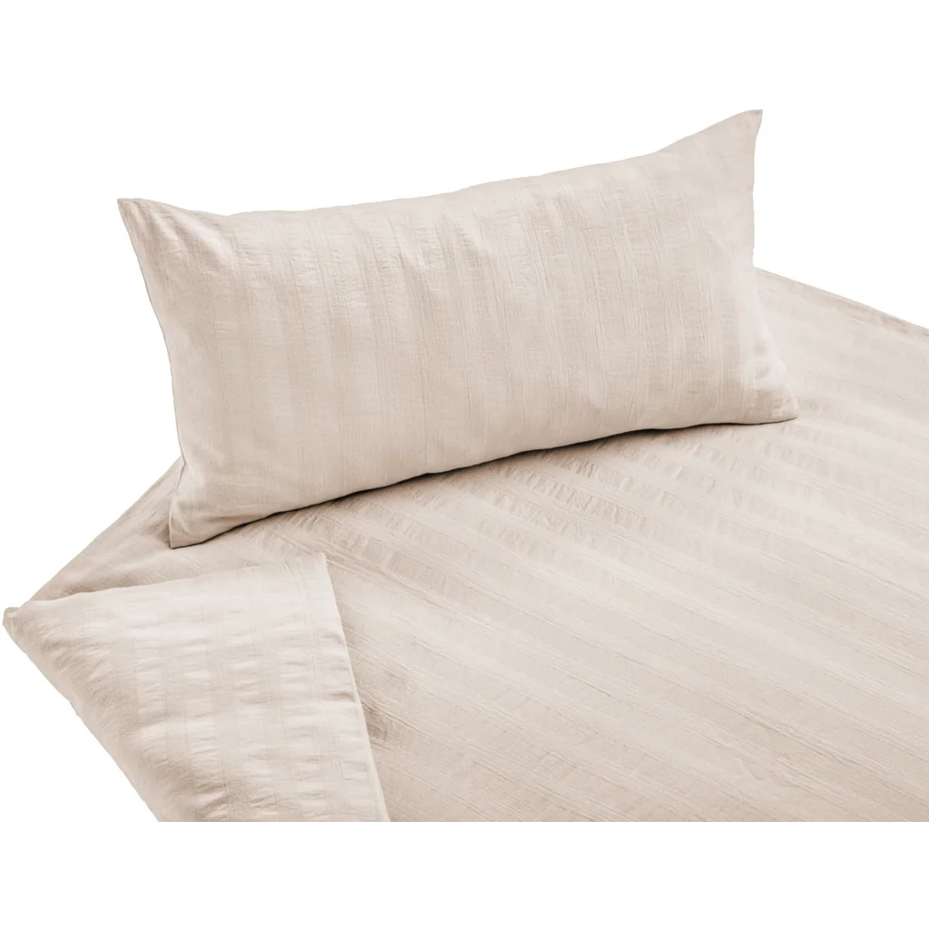Bio Seersucker Bettwäsche Kissenbezug in Kaschmir Beige von Cotonea Größe 40x40 cm