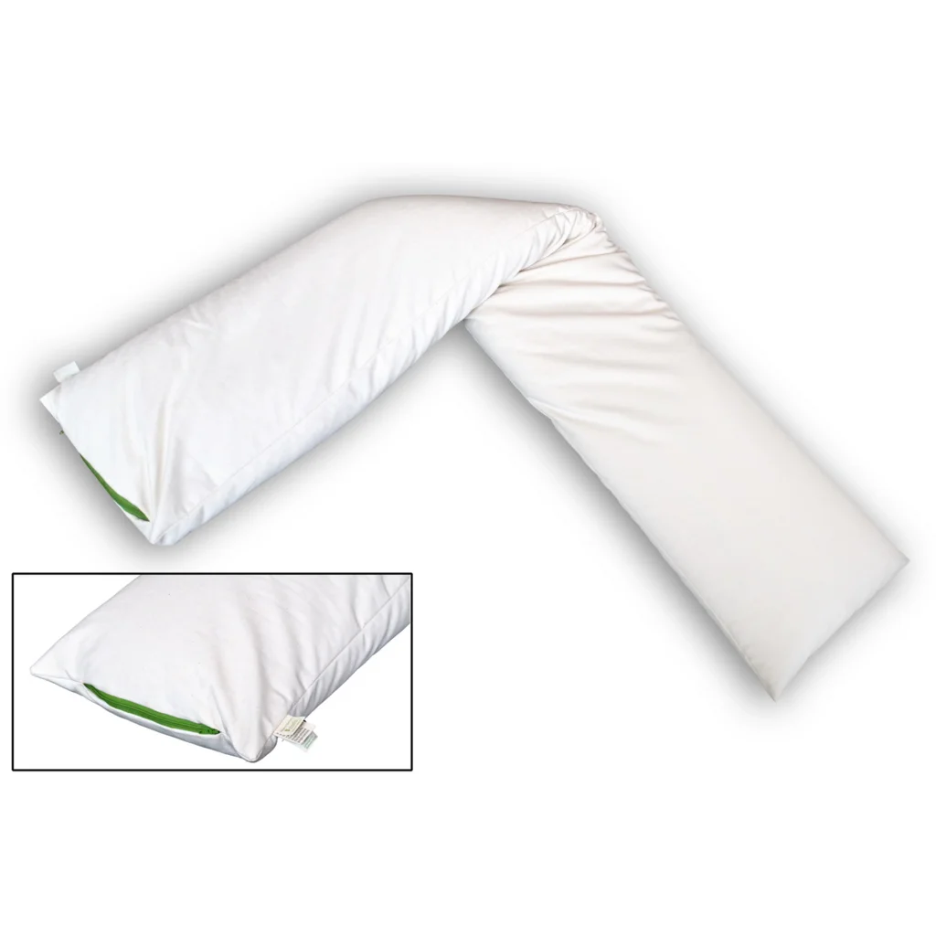 Bio Seitenschläferkissen mit Füllung Schafschurwolle & Zirbenholz in Creme von mudis Größe 50x130 cm
