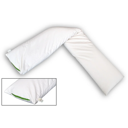 Bio Seitenschläferkissen mit Füllung Schafschurwolle & Zirbenholz in Creme von mudis Größe 50x130 cm
