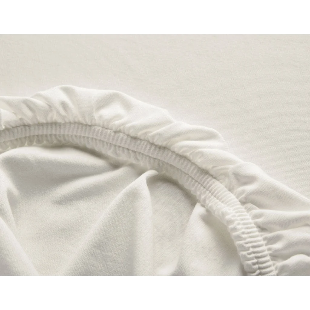 Bio Single-Jersey Spannbettlaken für Topper in Standardgröße - Doppelbett in Creme von Cotonea Größe 180-200 x 200 cm