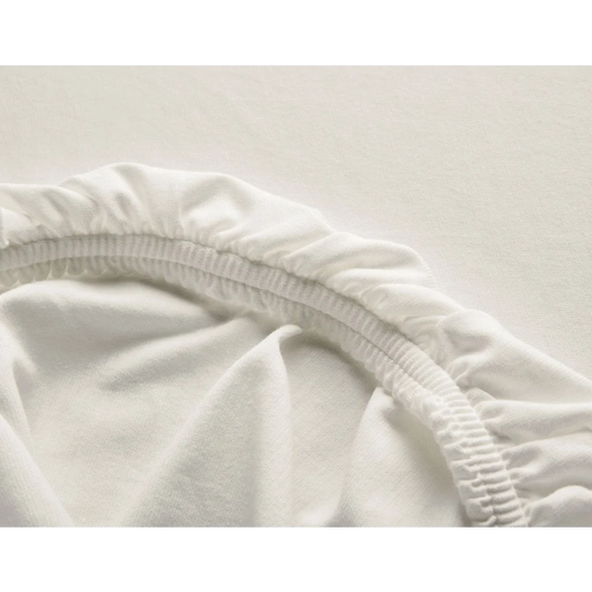 Bio Single-Jersey Spannbettlaken für Topper in Übergröße in Creme von Cotonea Größe 140-160 x 200 cm