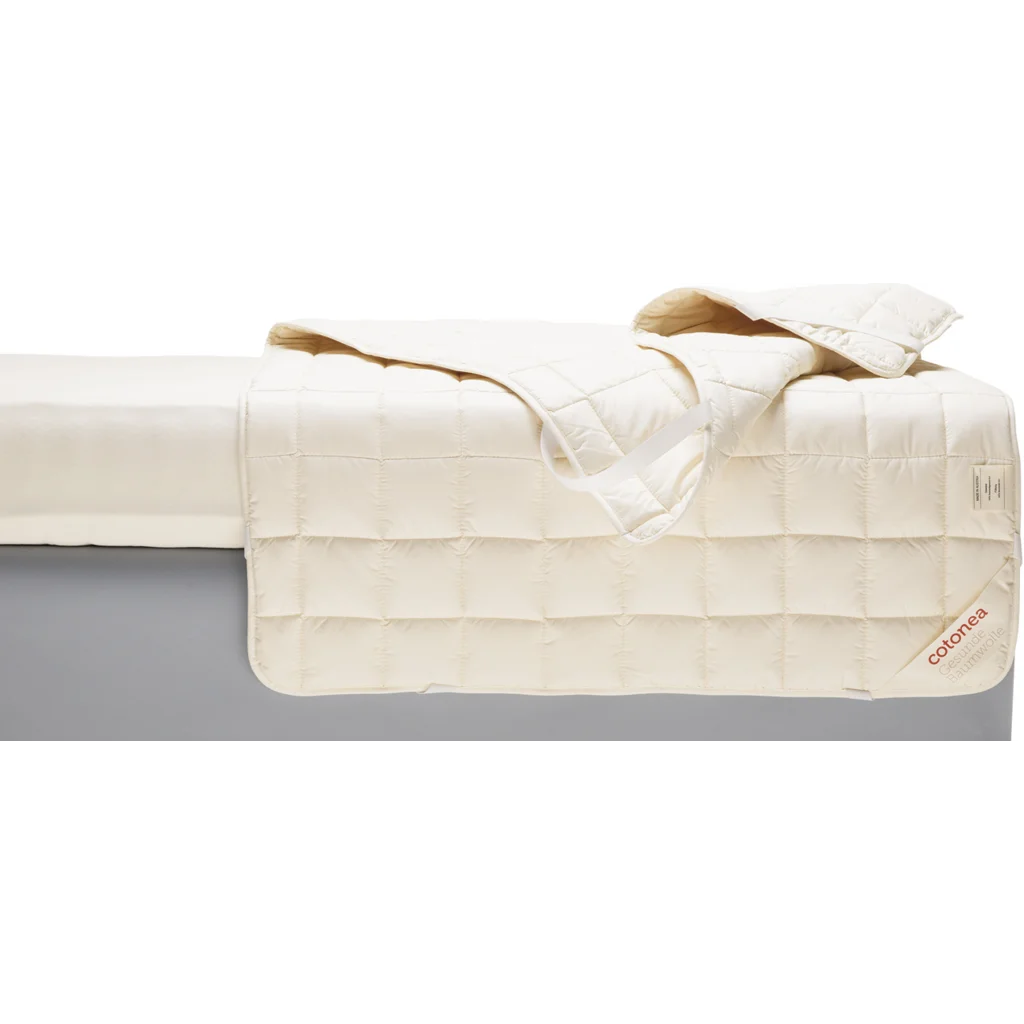 Bio Topper mit Füllung Baumwolle für Matratzen in Übergröße in Creme von Cotonea Größe 140x200 cm