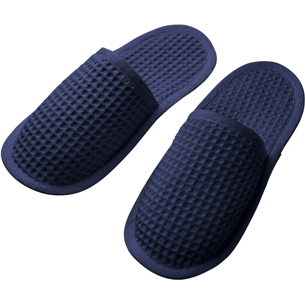 Bio Waffelpiqué Slipper in Azurblau Blau von Cotonea Größe M (40-41)
